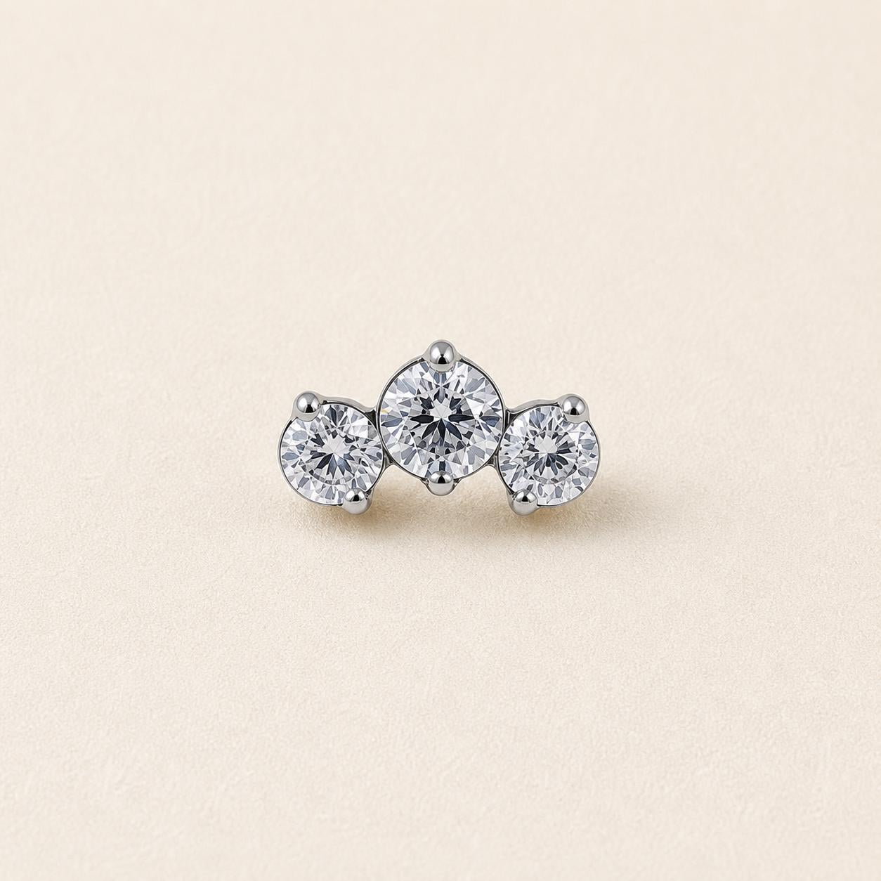 Triple Gem Cluster Moonlit Frost threadless push-pin jewelry