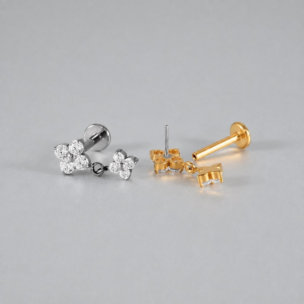 Four-Petal Flower Dangle threadless push-pin detail 5
