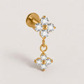 Four-Petal Flower Dangle Sunlit threadless push-pin jewelry