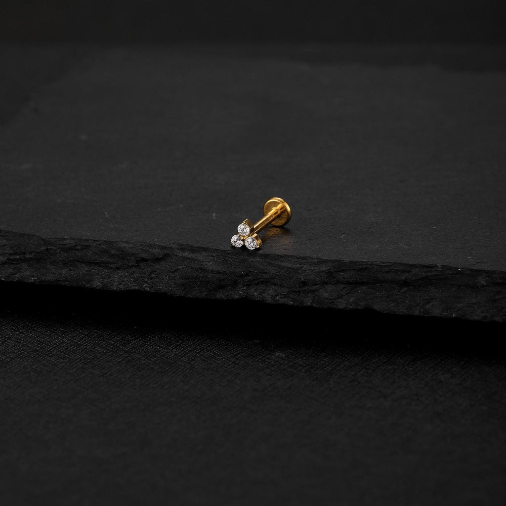 Three-Leaf Clover CZ threadless push-pin detail 5