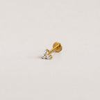 Three-Leaf Clover CZ Golden Fortune threadless push-pin jewelry