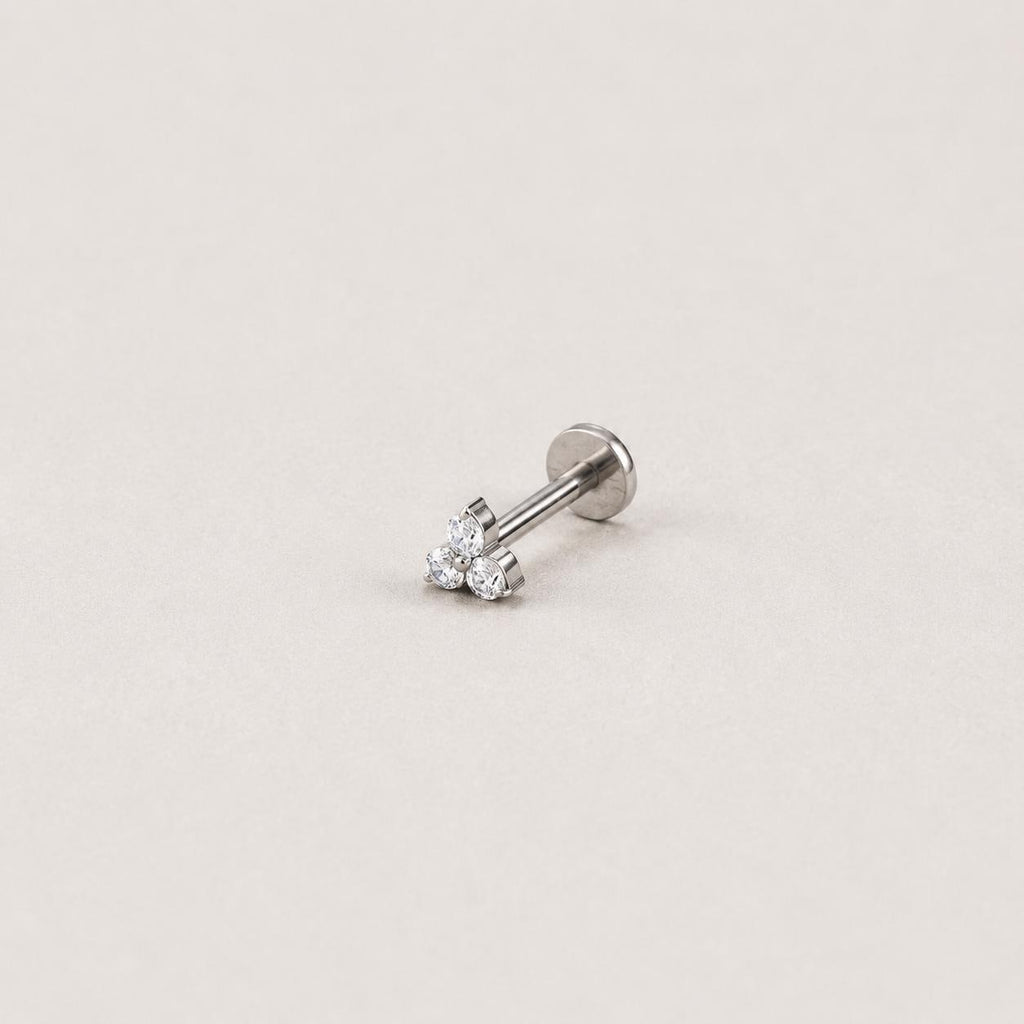 Three-Leaf Clover CZ Moonlit Clover threadless push-pin jewelry