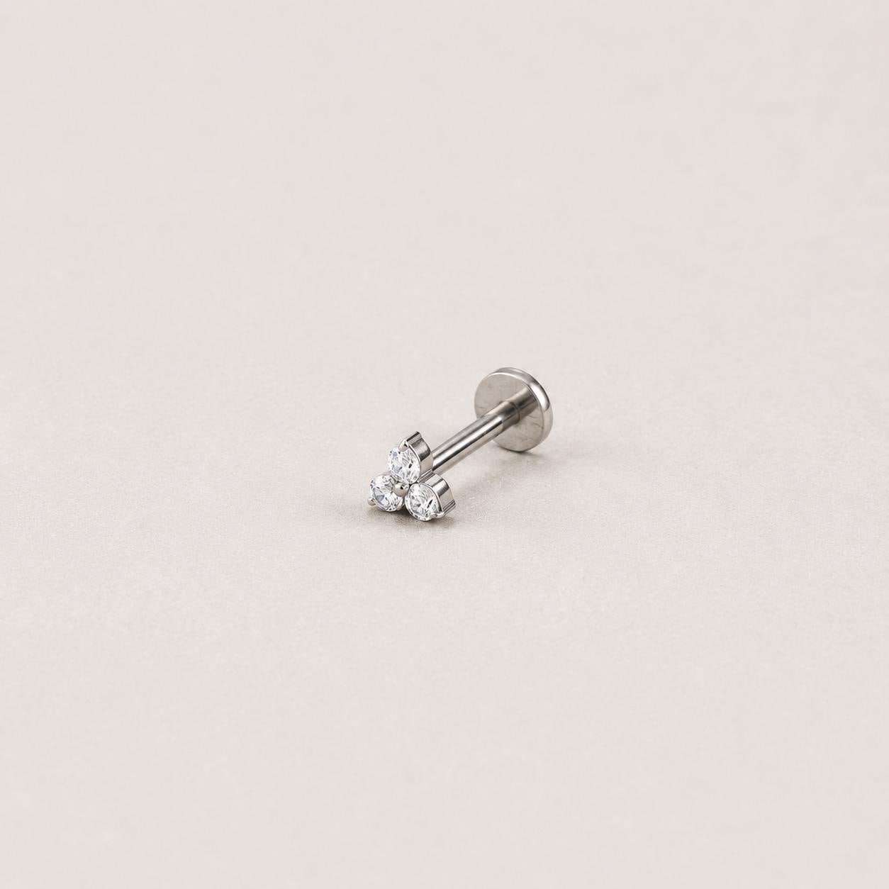 Three-Leaf Clover CZ Moonlit Clover threadless push-pin jewelry