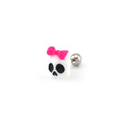 Hallowmas - Playful Skull & Bow Helix Ear Studs - Hallowmas - Playful Skull & Bow Helix Ear Studs - Single / 0.8mm/20G by CRUXJEWELRY
