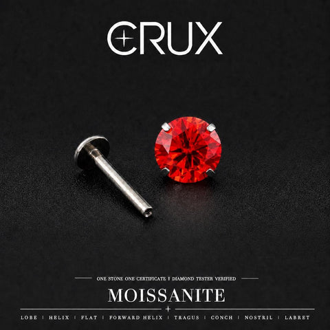 Red Moissanite Flat Back Stud