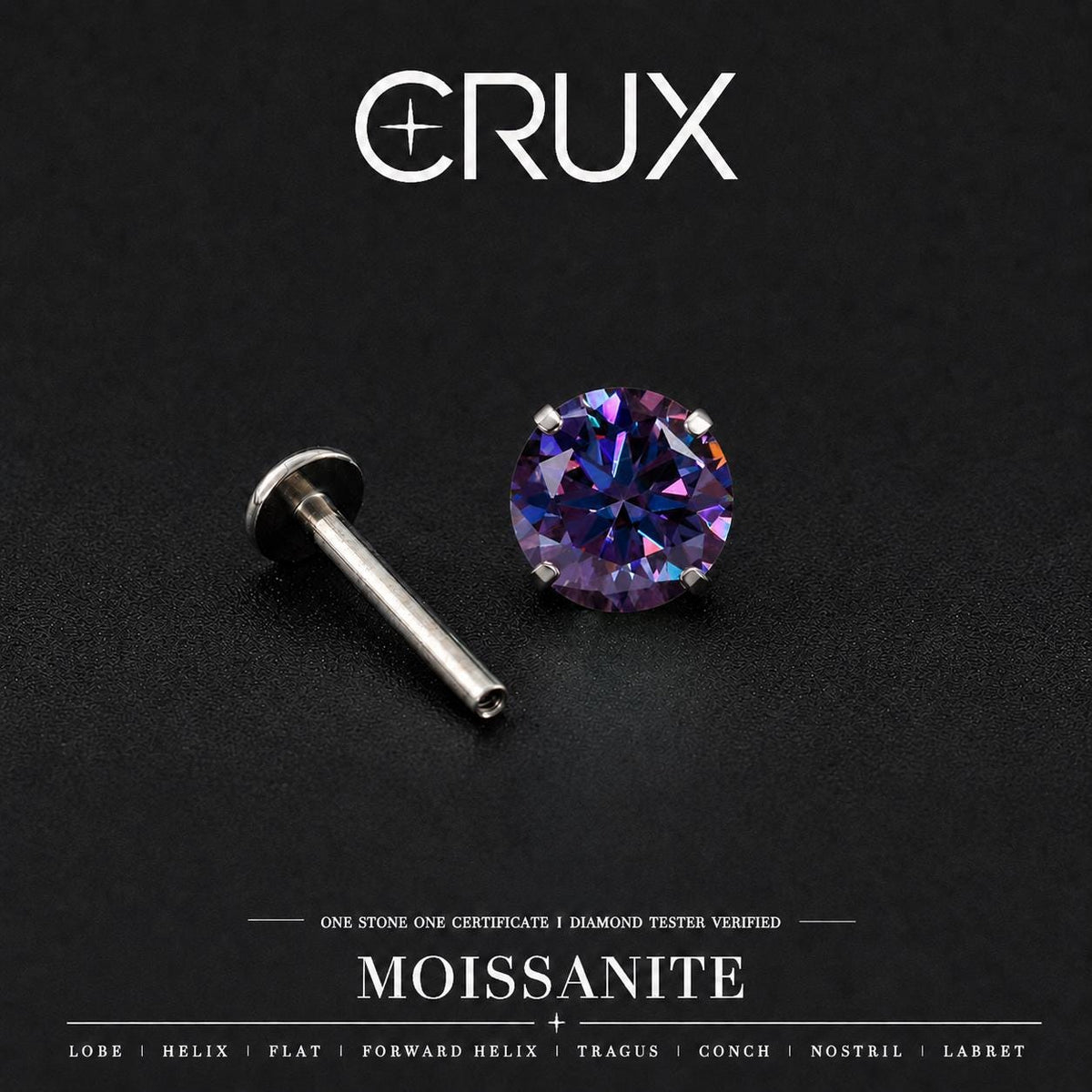 ETSY 4553756849 | IMAGE 1 | Royal Purple Moissanite Flat Back Stud