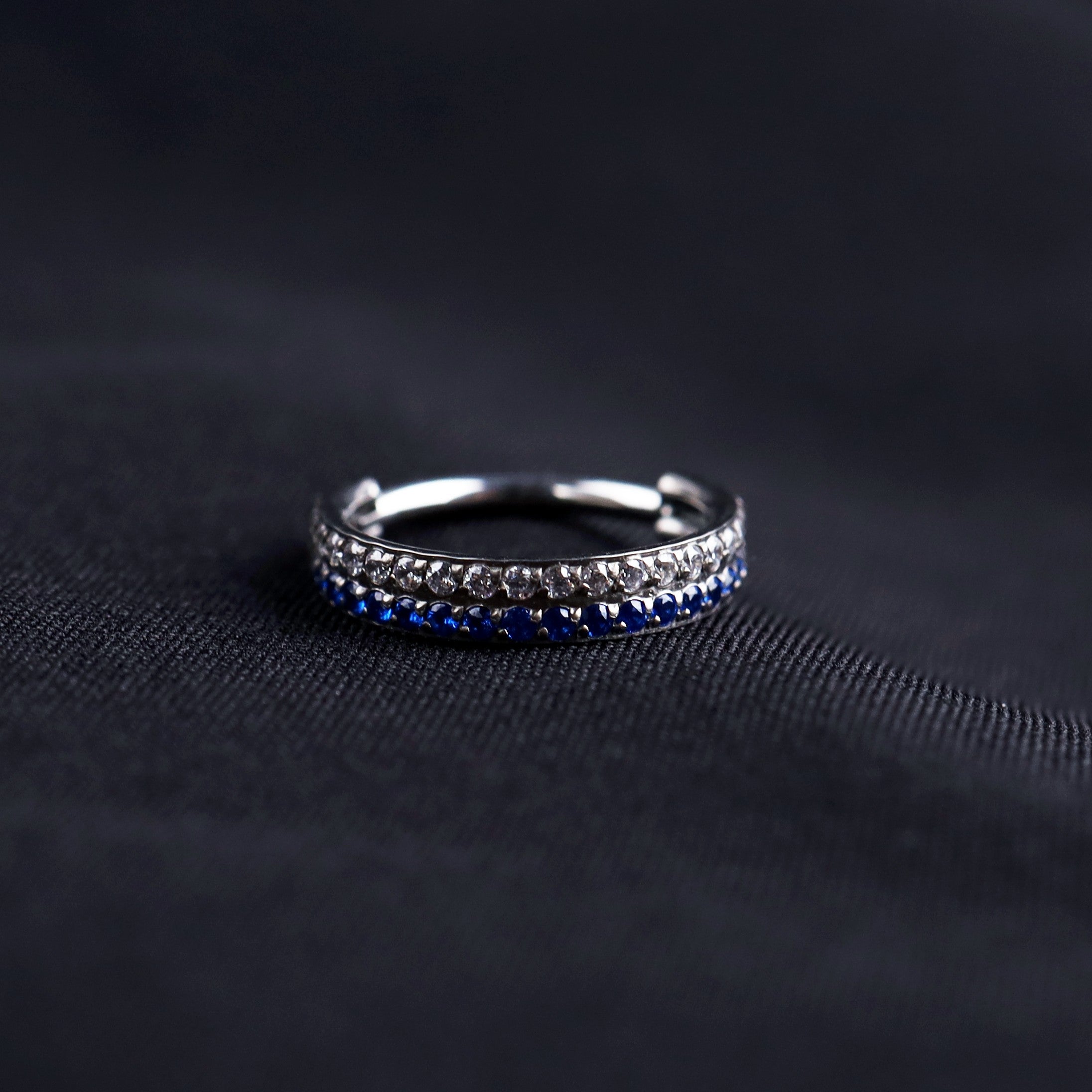 16G Double Layer CZ Titanium Segment Hoop - 16G Double Layer CZ Titanium Segment Hoop - Sapphire Blue by CRUXJEWELRY