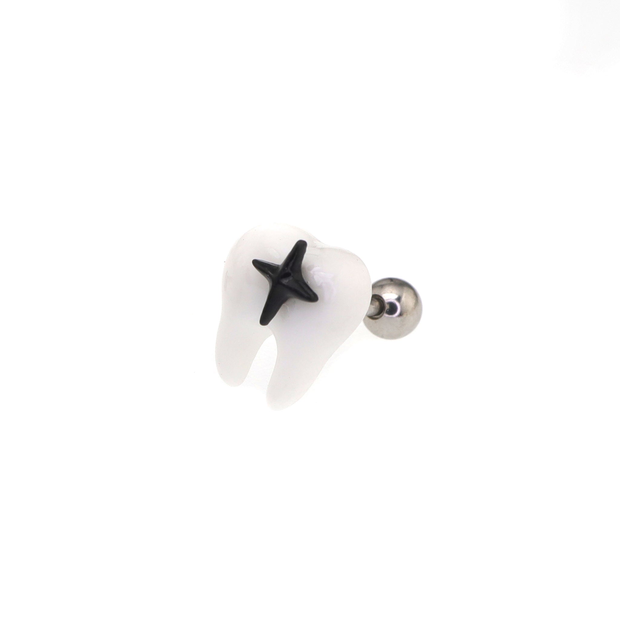 Star Tooth Resin stainless steel Ear Stud - Star Tooth Resin stainless steel Ear Stud - Single / 1.2mm/16G / 6mm by CRUXJEWELRY