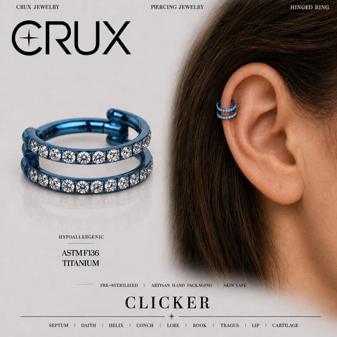 Titanium-Septum-Clicker mit zwei Reihen Zirkonia