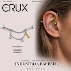 Starfall Chain titanium industrial barbell, front view