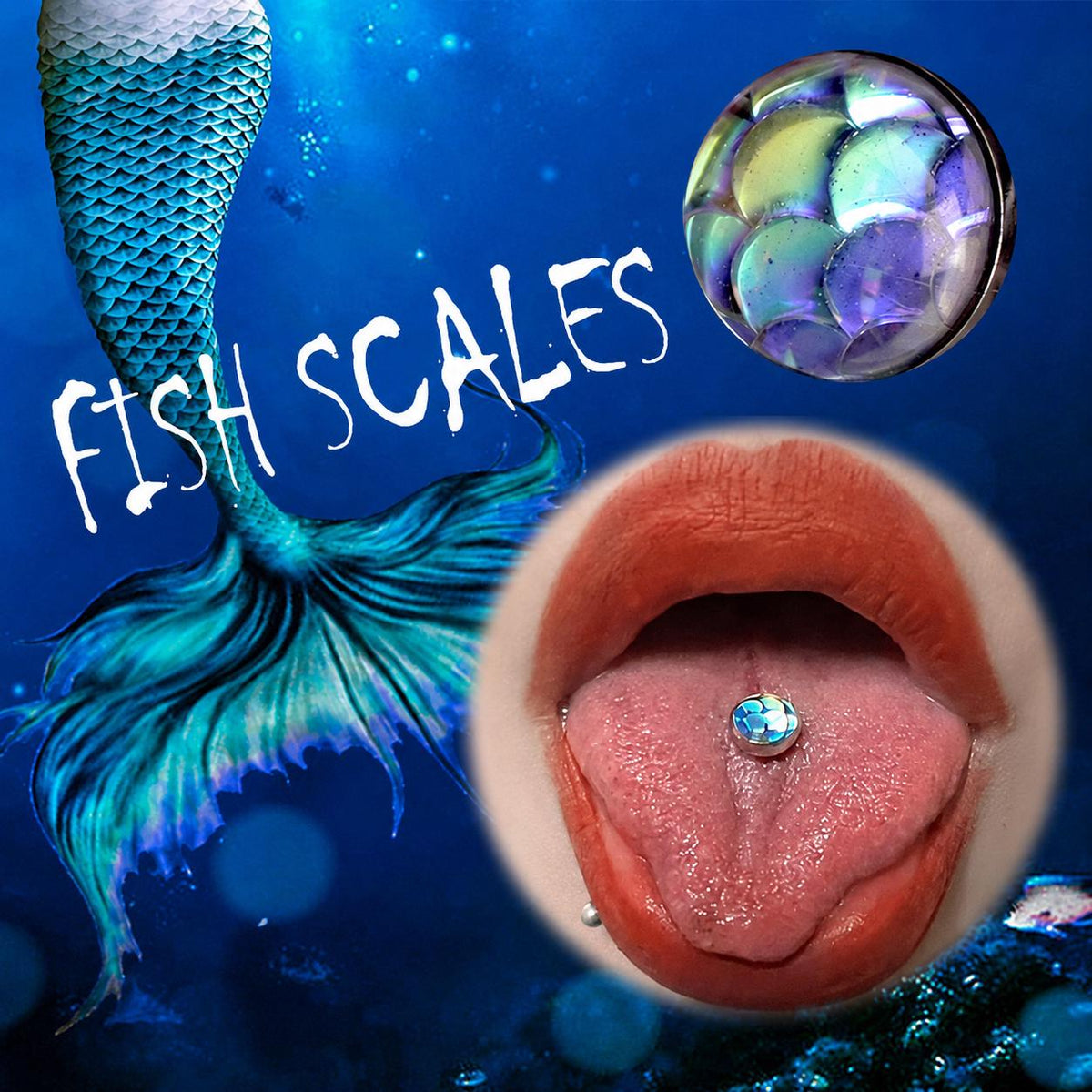 Mermaid Scale Titanium Barbell detail 2