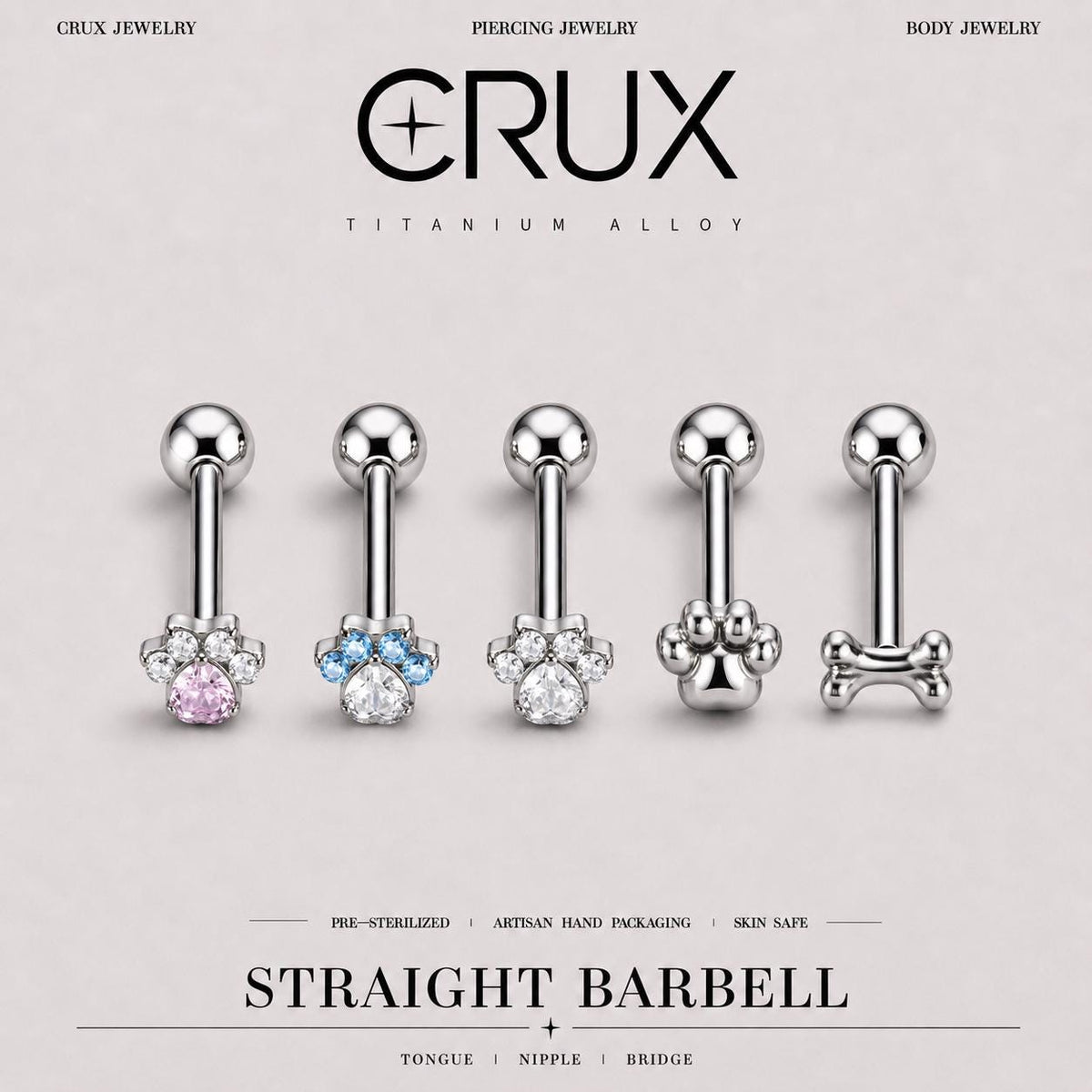 Paw & Bone Titanium Barbell