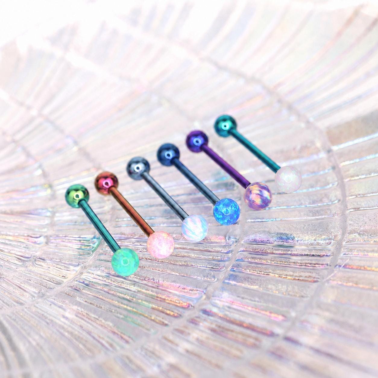 Fire Opal Titanium Barbell detail 5