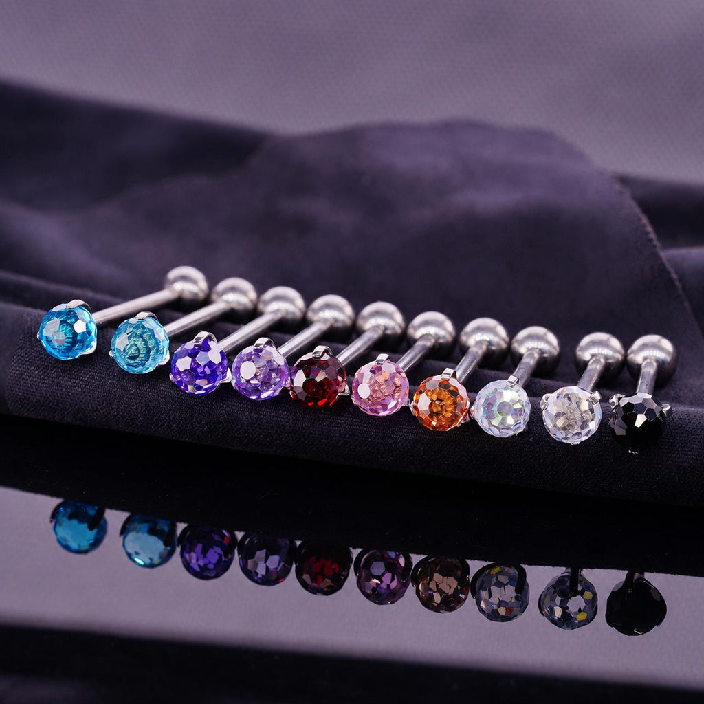 Faceted Disco Ball Titanium Barbell detail 3