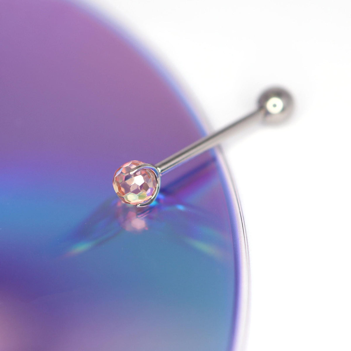 Faceted Disco Ball Titanium Barbell detail 8