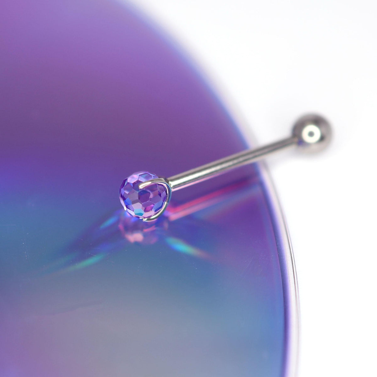 Faceted Disco Ball Titanium Barbell detail 13