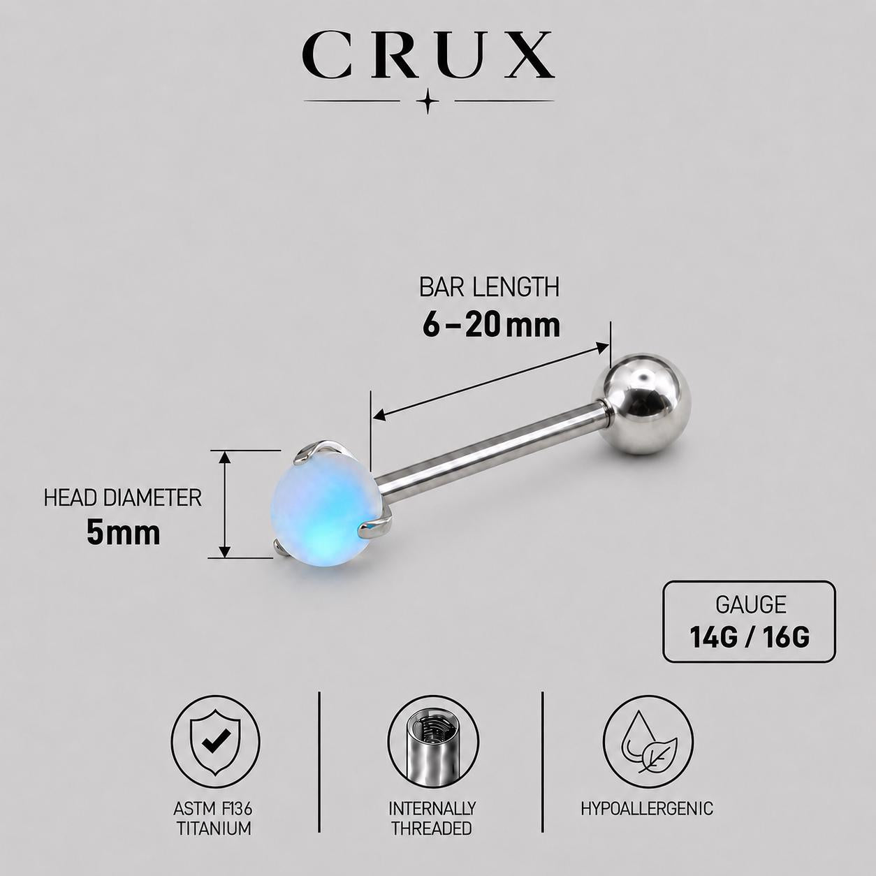 Moonlight Stone Titanium Barbell detail 7