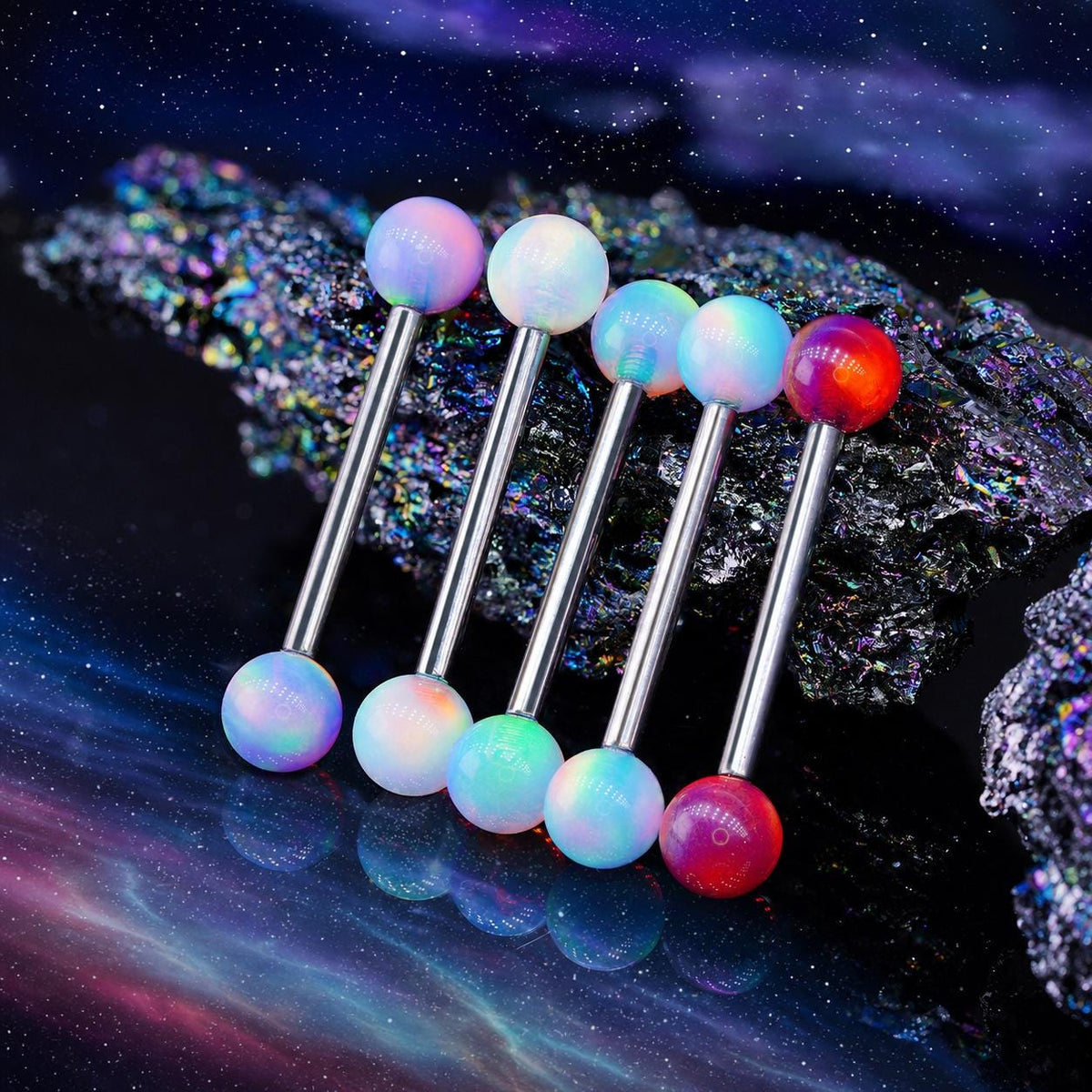 Celestial Nebula Opal Titanium Barbell detail 5