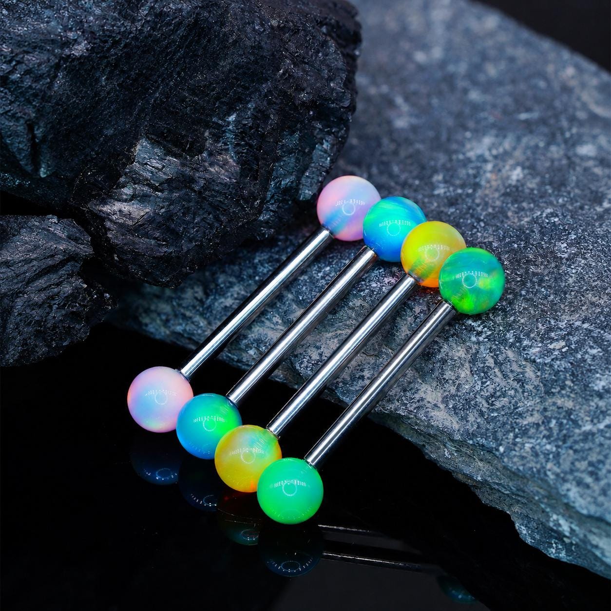 Celestial Nebula Opal Titanium Barbell detail 6