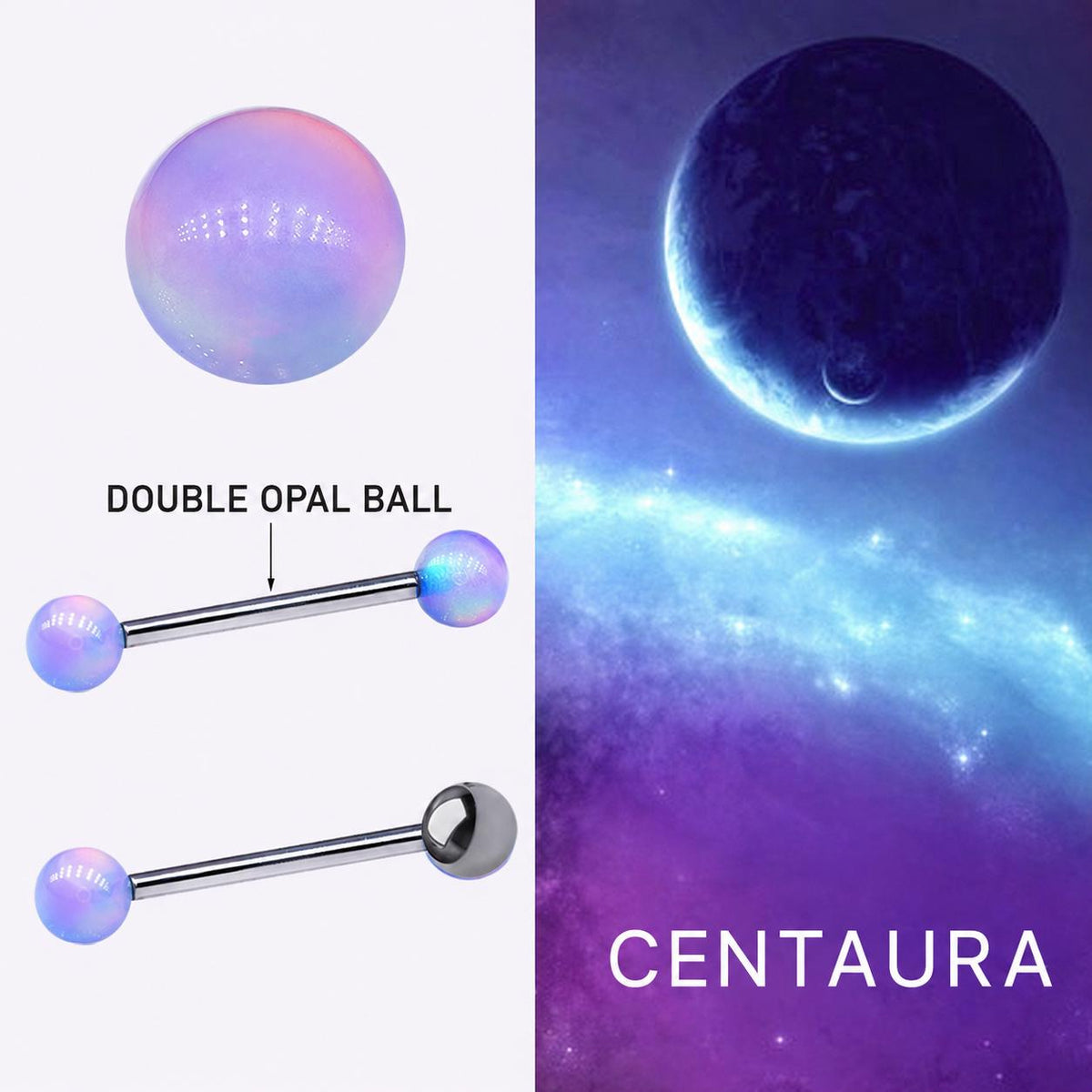 Celestial Nebula Opal Titanium Barbell detail 9