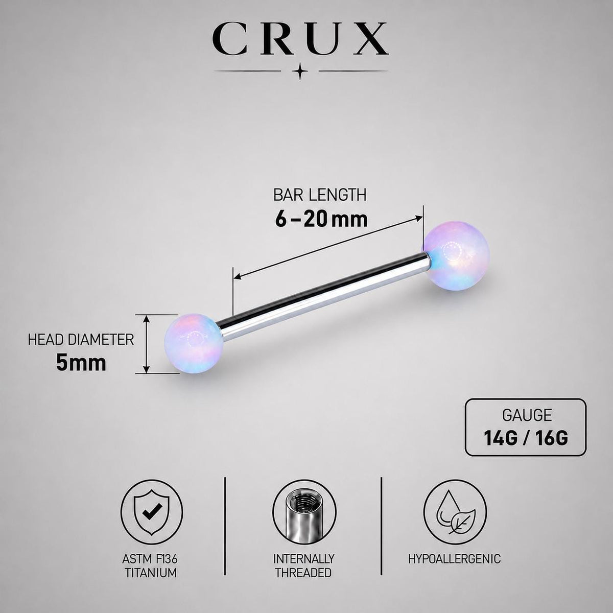 Celestial Nebula Opal Titanium Barbell detail 15