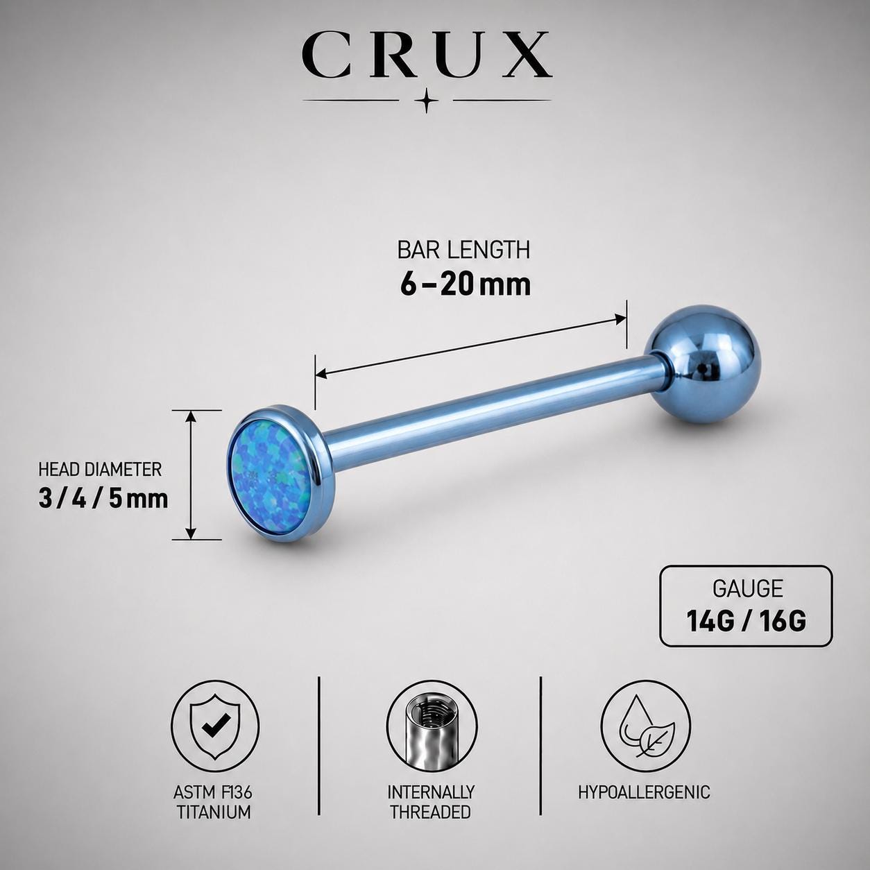 Australian Opal Titanium Barbell detail 13
