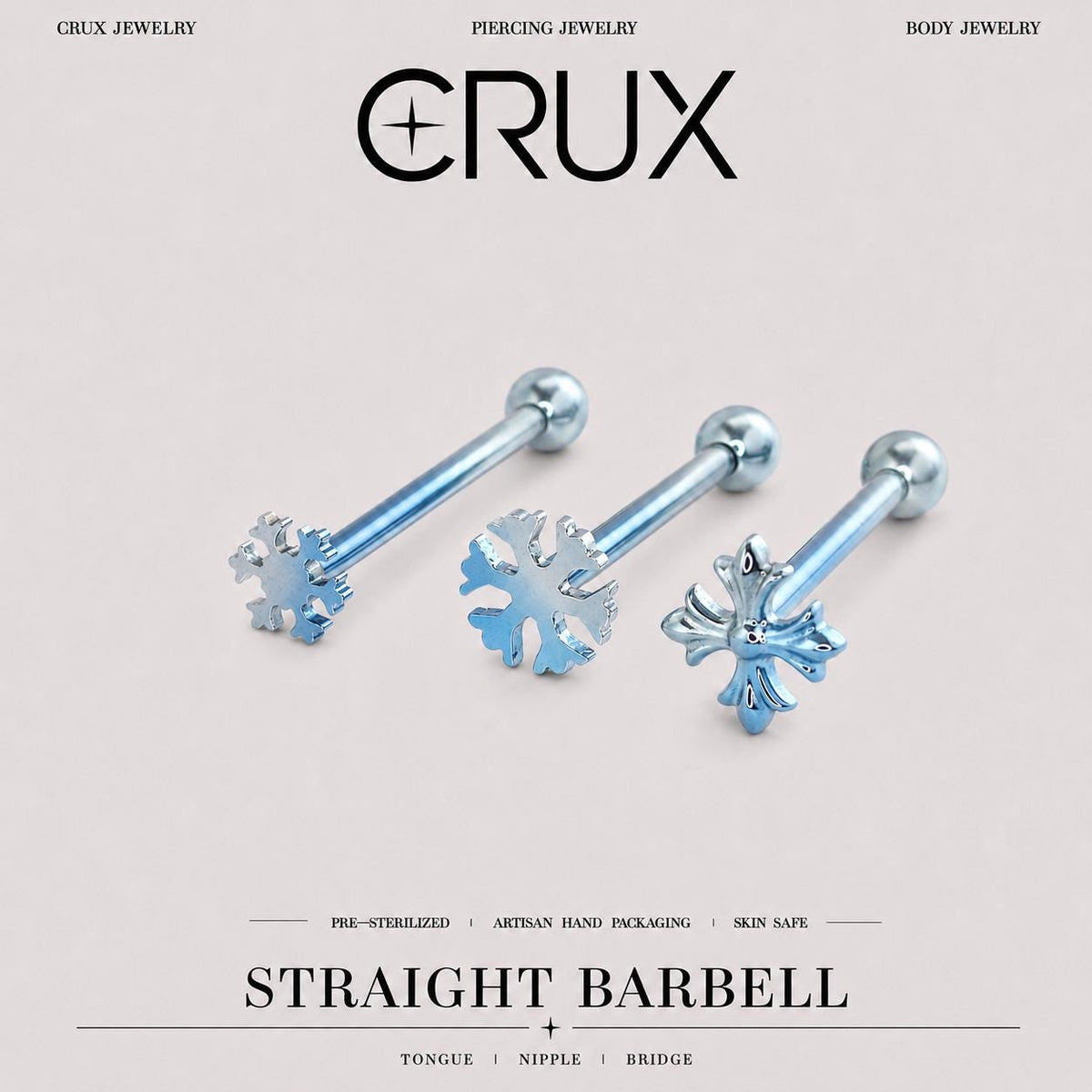 ETSY 4567134963 | IMAGE 1 | Snowflake Titanium Barbell