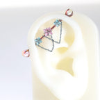 Sugar Cube Star Chain titanium industrial barbell, detail view 3