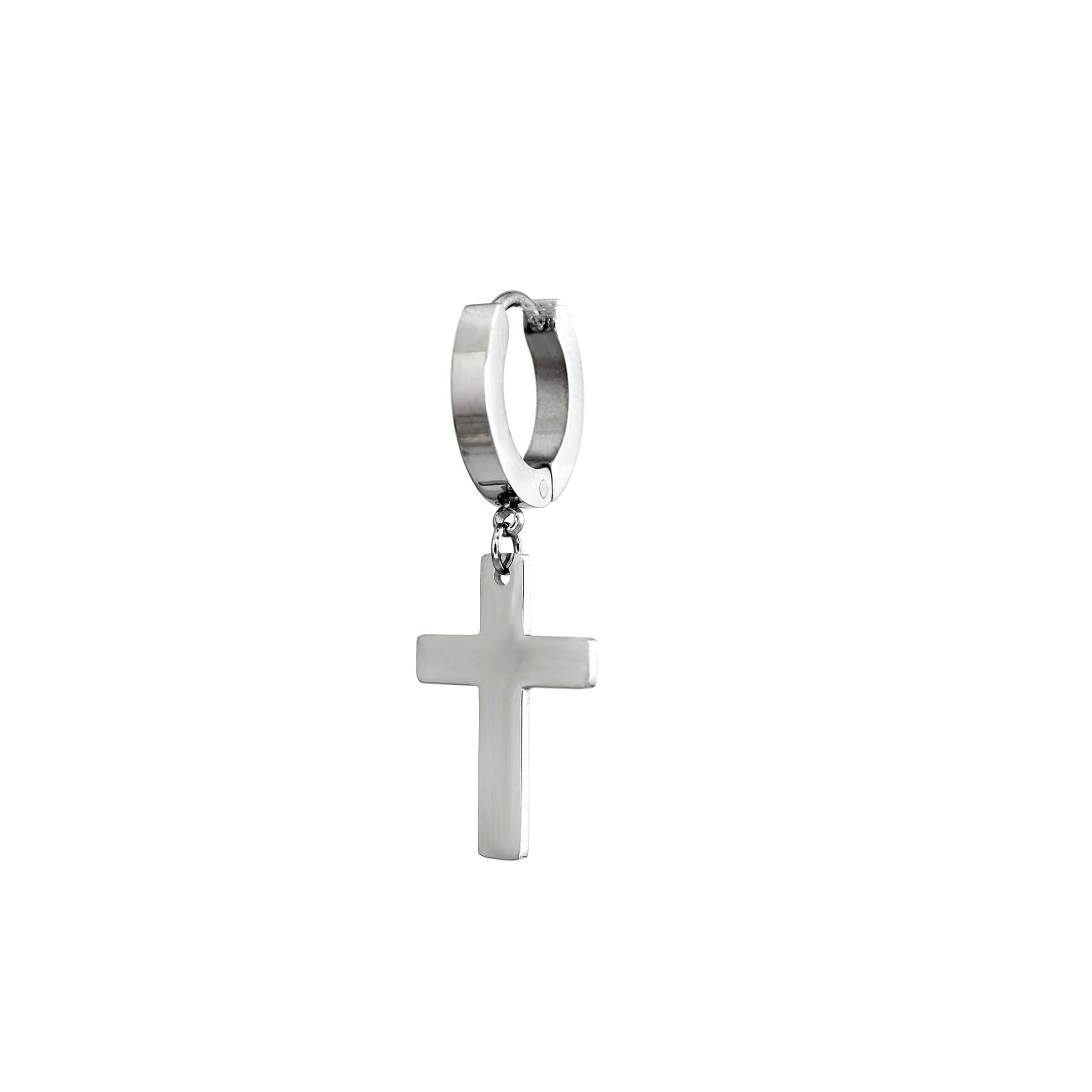 Mirror-Finish Cross Stainless Steel Earrings - Mirror-Finish Cross Stainless Steel Earrings - Single by CRUXJEWELRY