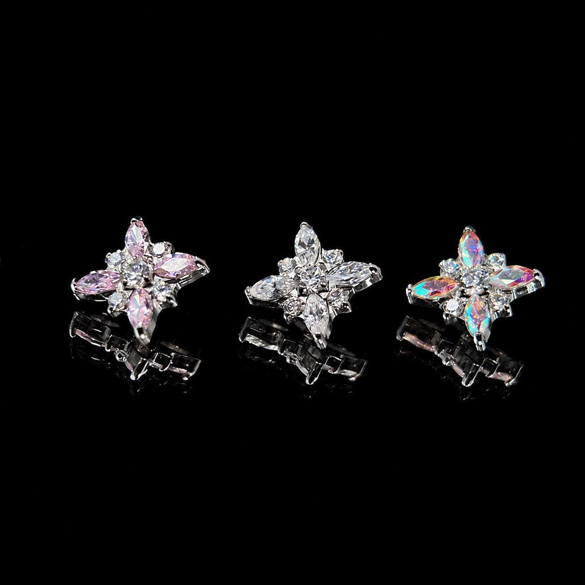 Opal Crystal Flower F136 Titanium flat-back jewelry image 03