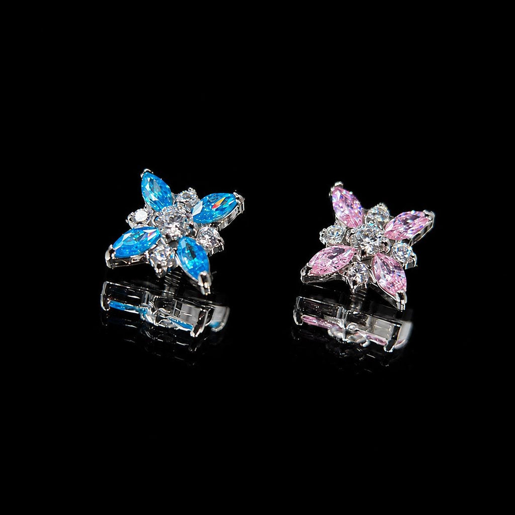 Opal Crystal Flower F136 Titanium flat-back jewelry image 04