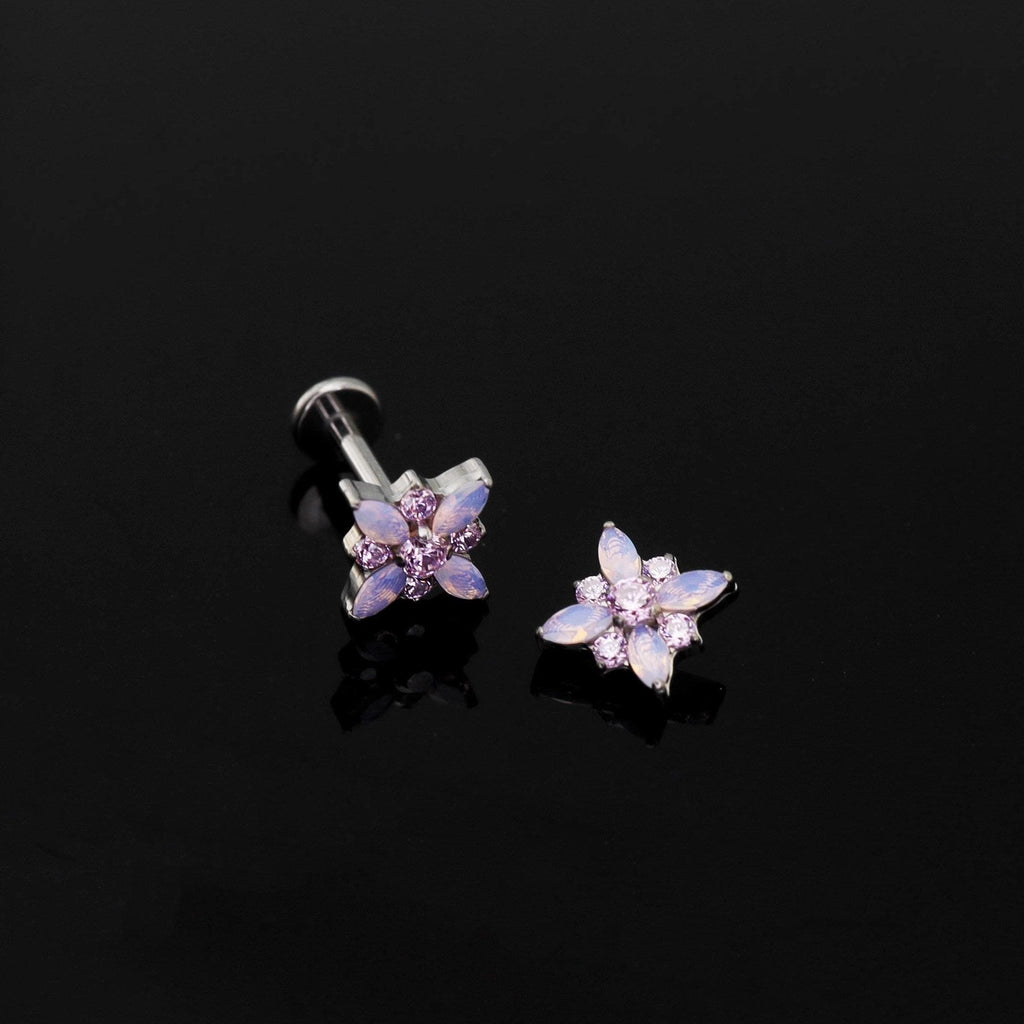 Opal Crystal Flower F136 Titanium flat-back jewelry image 05