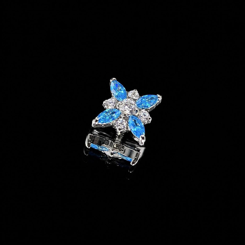 Opal Crystal Flower F136 Titanium flat-back jewelry image 07