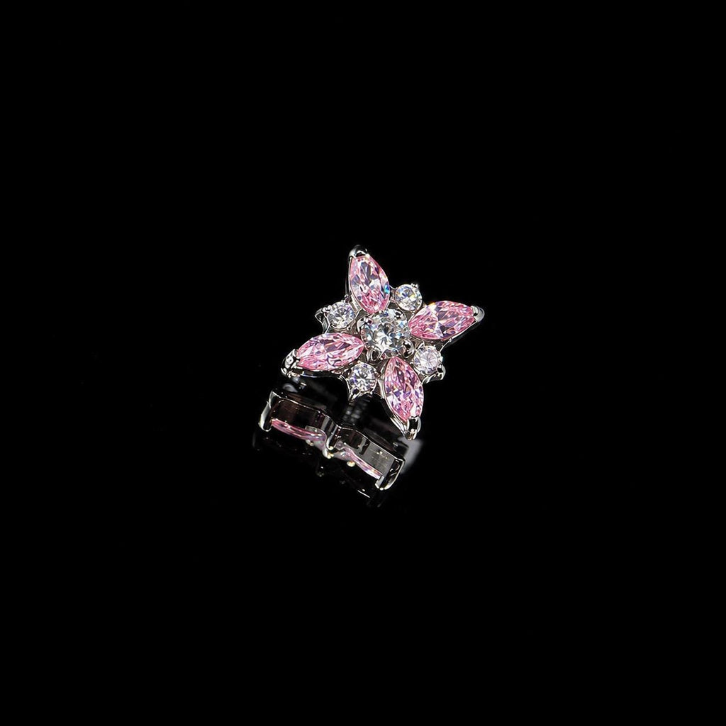 Opal Crystal Flower F136 Titanium flat-back jewelry image 08