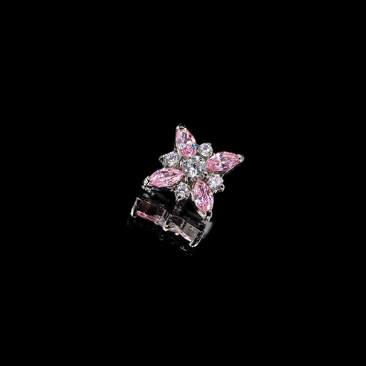 Opal Crystal Flower F136 Titanium flat-back jewelry image 08