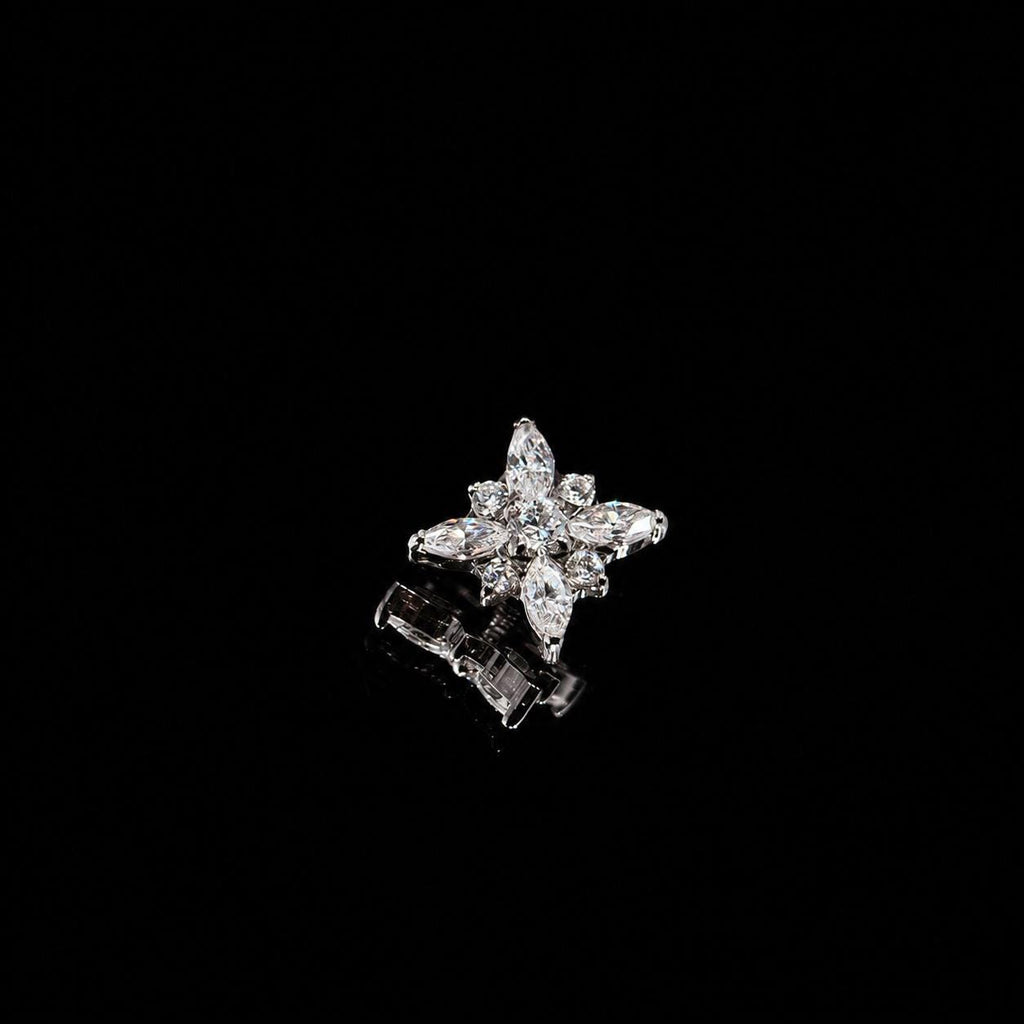 Opal Crystal Flower F136 Titanium flat-back jewelry image 09