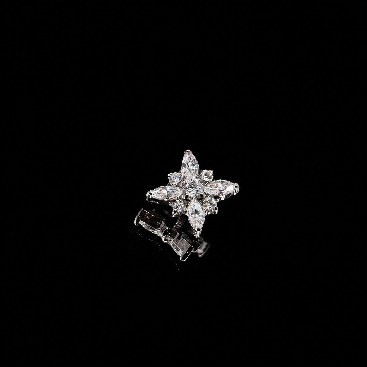 Opal Crystal Flower F136 Titanium flat-back jewelry image 09