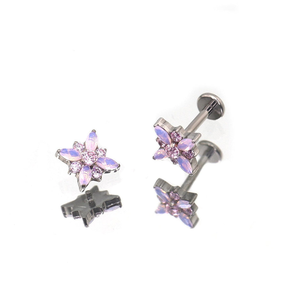 Opal Crystal Flower F136 Titanium flat-back jewelry image 10