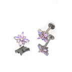 Opal Crystal Flower F136 Titanium flat-back jewelry image 10