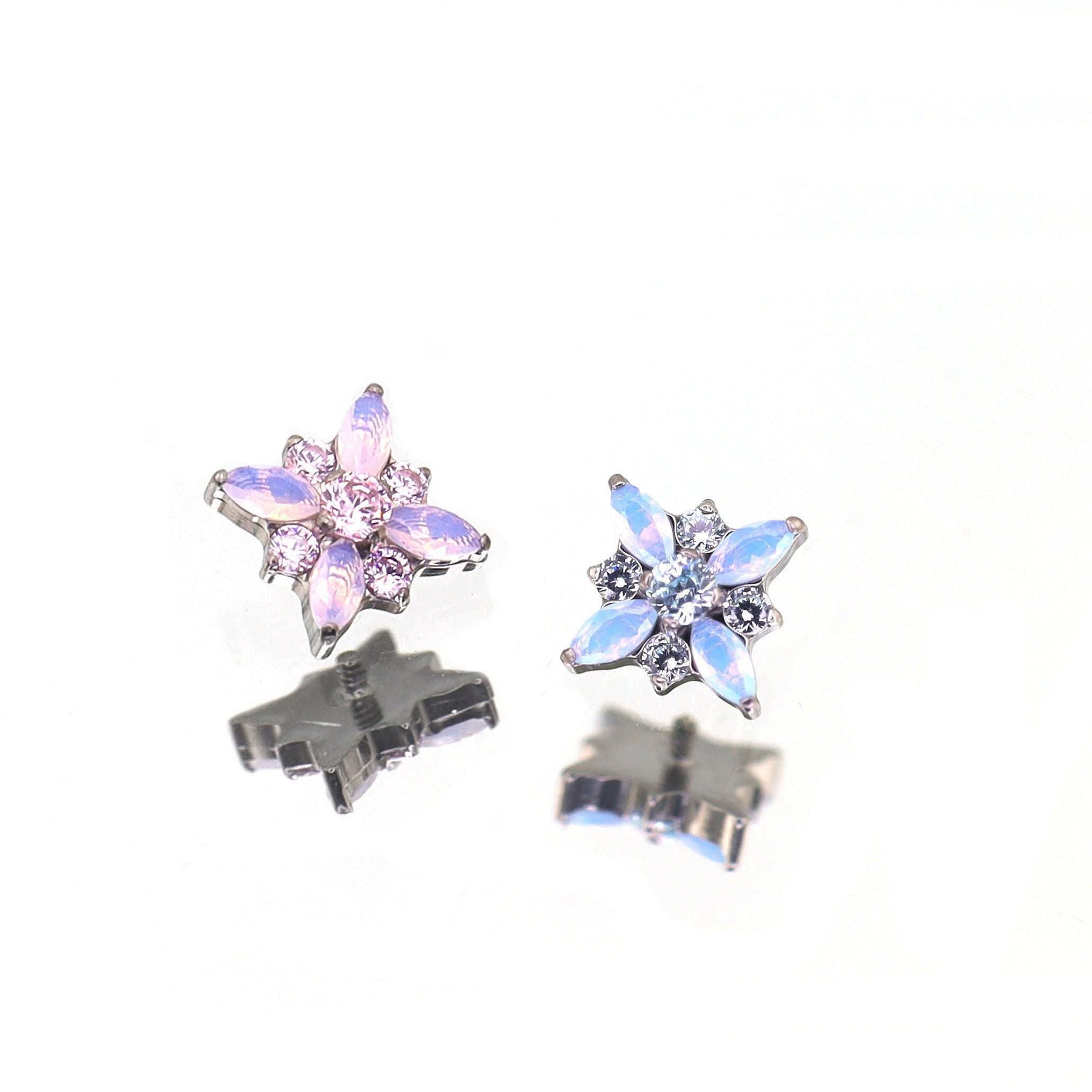 Opal Crystal Flower F136 Titanium flat-back jewelry image 11