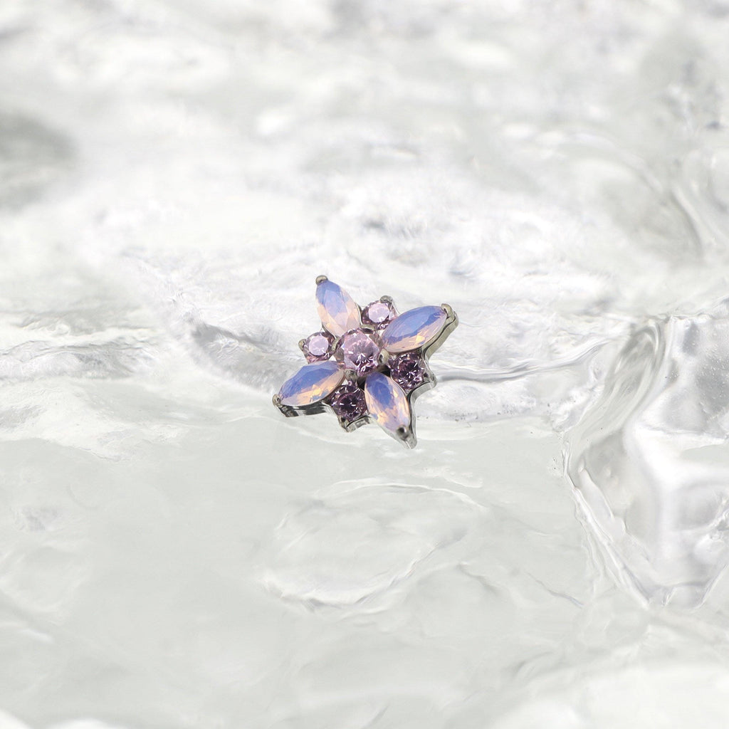 Opal Crystal Flower F136 Titanium flat-back jewelry image 12