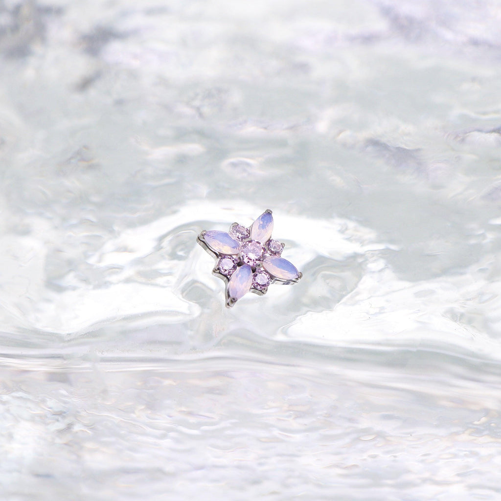 Opal Crystal Flower F136 Titanium flat-back jewelry image 13
