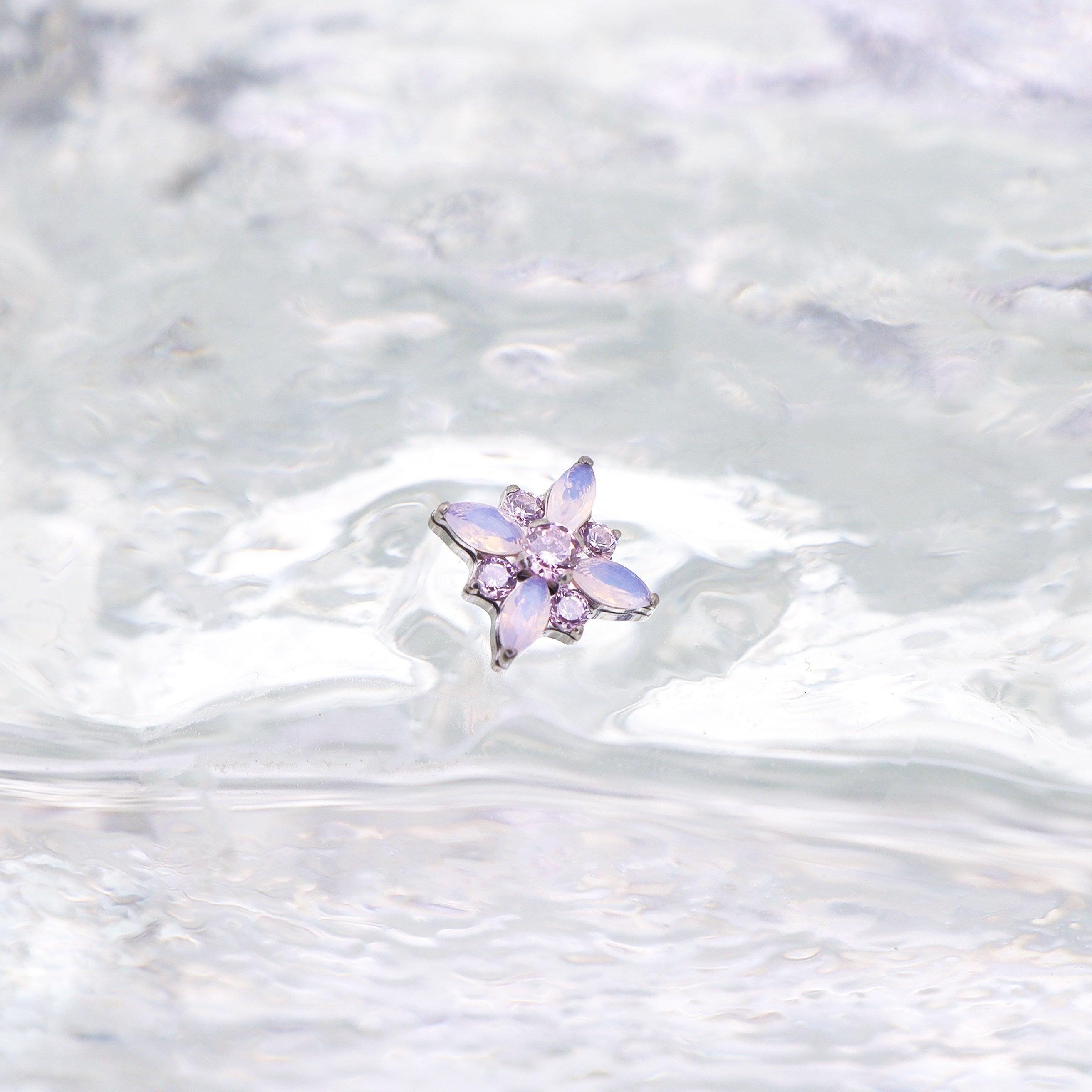 Opal Crystal Flower F136 Titanium flat-back jewelry image 13