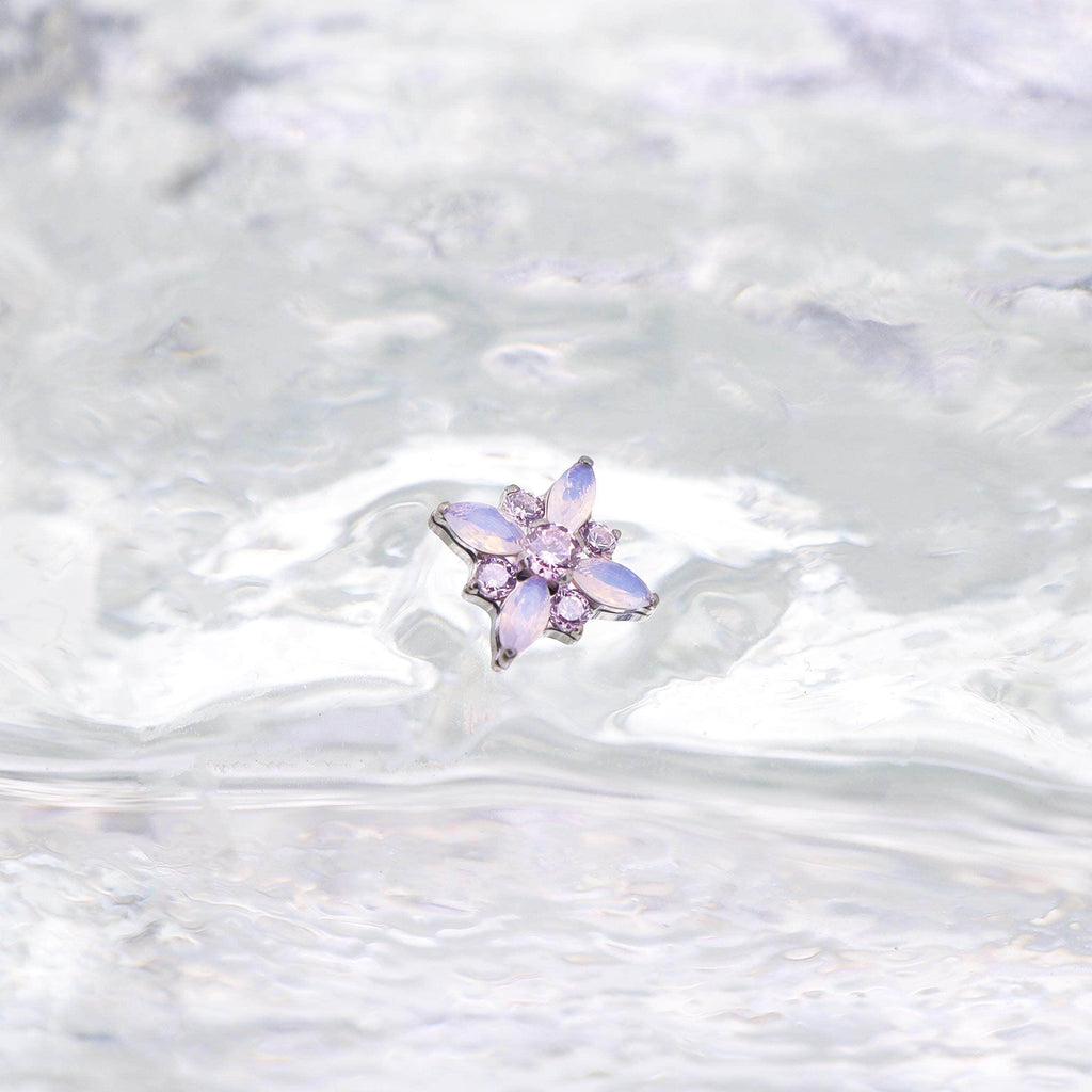 Opal Crystal Flower F136 Titanium flat-back jewelry image 14