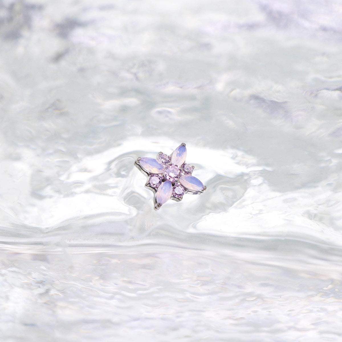 Opal Crystal Flower F136 Titanium flat-back jewelry image 14