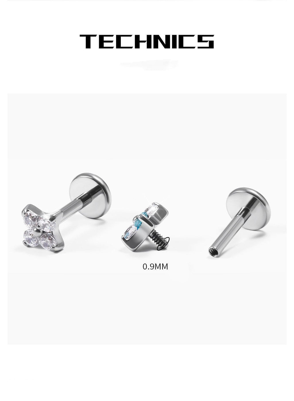 Crystal & Opal Clover F136 Titanium flat-back jewelry image 05