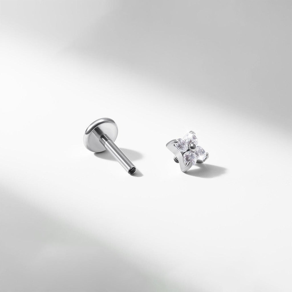 Crystal & Opal Clover F136 Titanium flat-back jewelry image 06