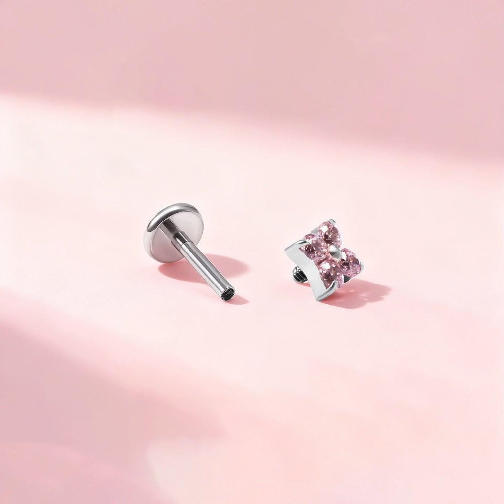 Crystal & Opal Clover F136 Titanium flat-back jewelry image 07