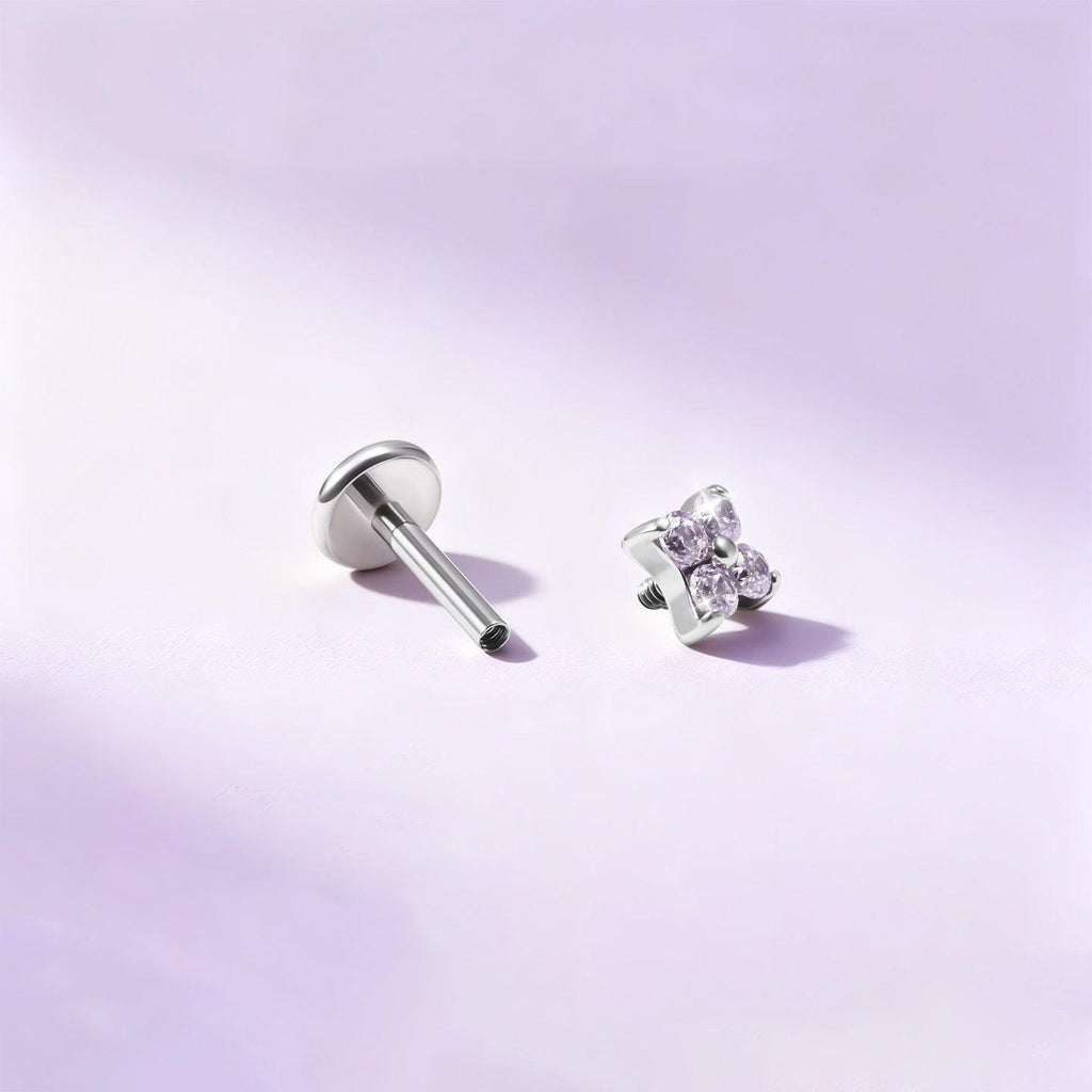 Crystal & Opal Clover F136 Titanium flat-back jewelry image 17