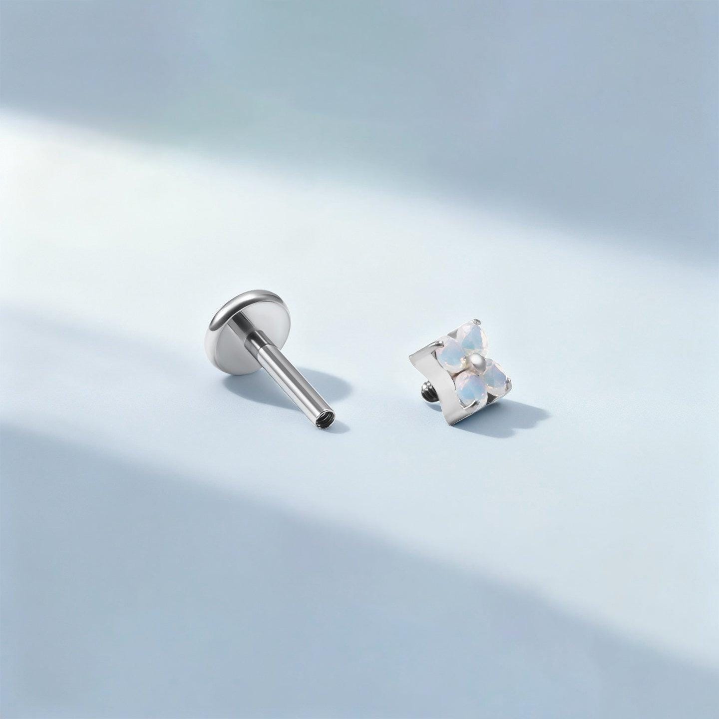 Crystal & Opal Clover F136 Titanium flat-back jewelry image 18